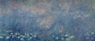 Seerosen: Zwei Trauerweiden, mittlerer linker Abschnitt, 1914-18 von Claude Monet